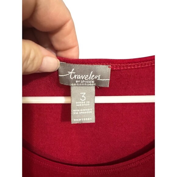 Chicos Travelers Red Drape Top Size XL - Picture 2 of 4